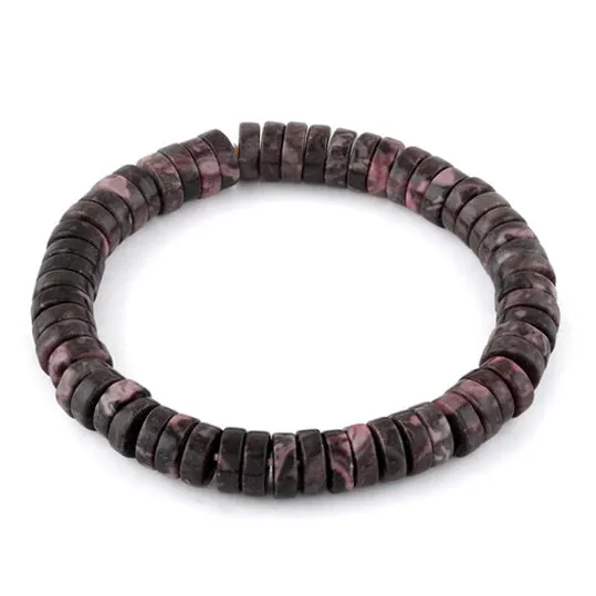 12x15mm Wavy Black Jasper/Snow Quartz Bracelet