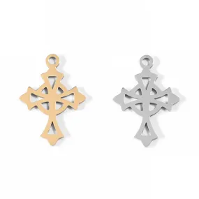 18K Gold PVD Stainless Steel Celtic Cross Charm / PDL0042