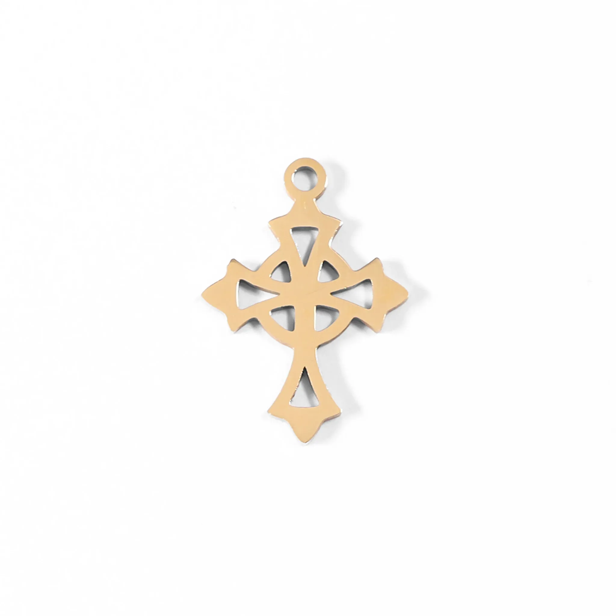 18K Gold PVD Stainless Steel Celtic Cross Charm / PDL0042