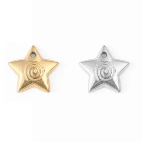 18K Gold PVD Stainless Steel Puffy Star Charm / PDL0056