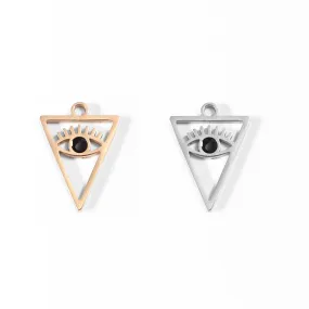 18K Gold PVD Stainless Steel Triangle Evil Eye Charm / PDL0027