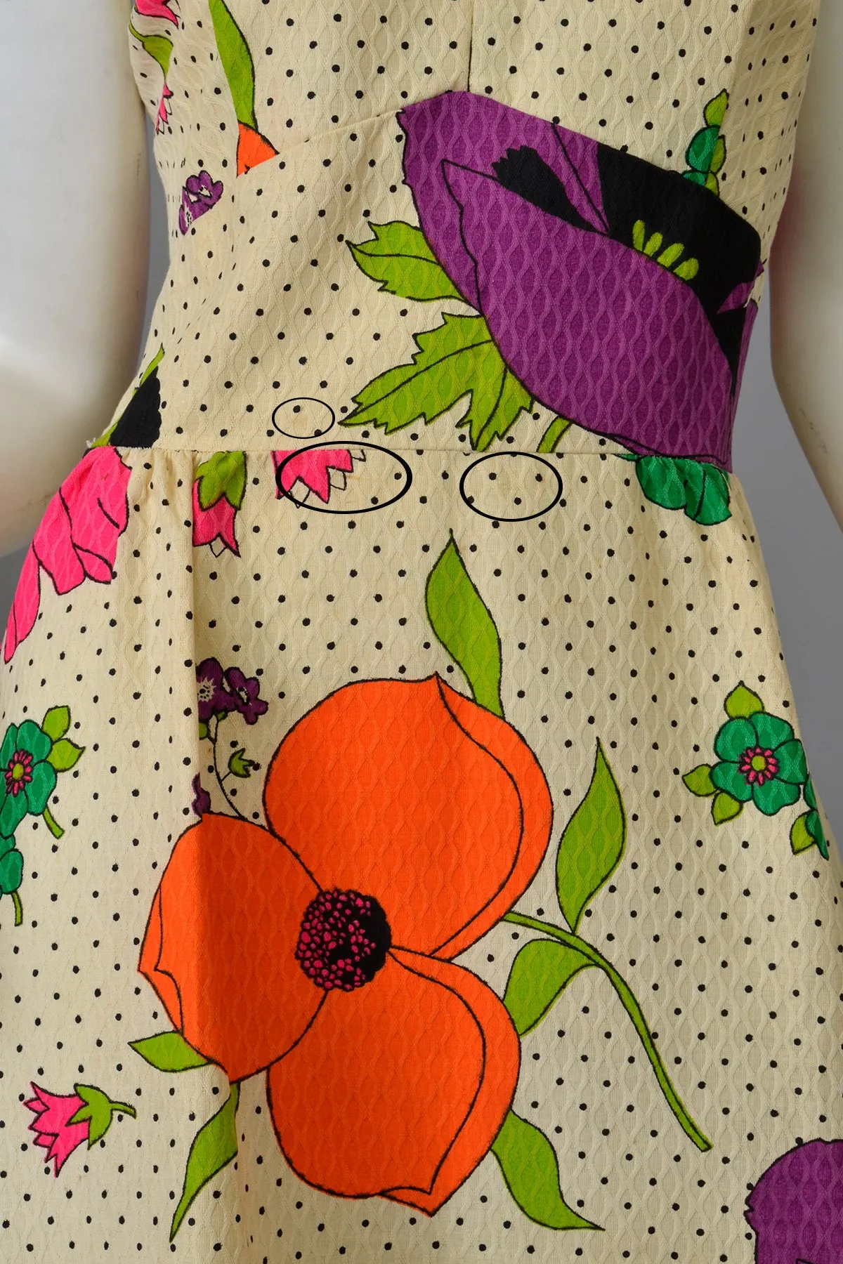 1960s 70s Flower Power Maxi Sundress