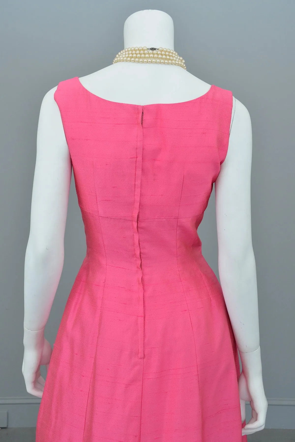 1960s Hot Pink Empire Wiggle Dress with Matching Bow Bolero