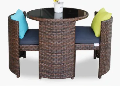 2 Seater Oval Compact Rattan Bistro Furniture Set