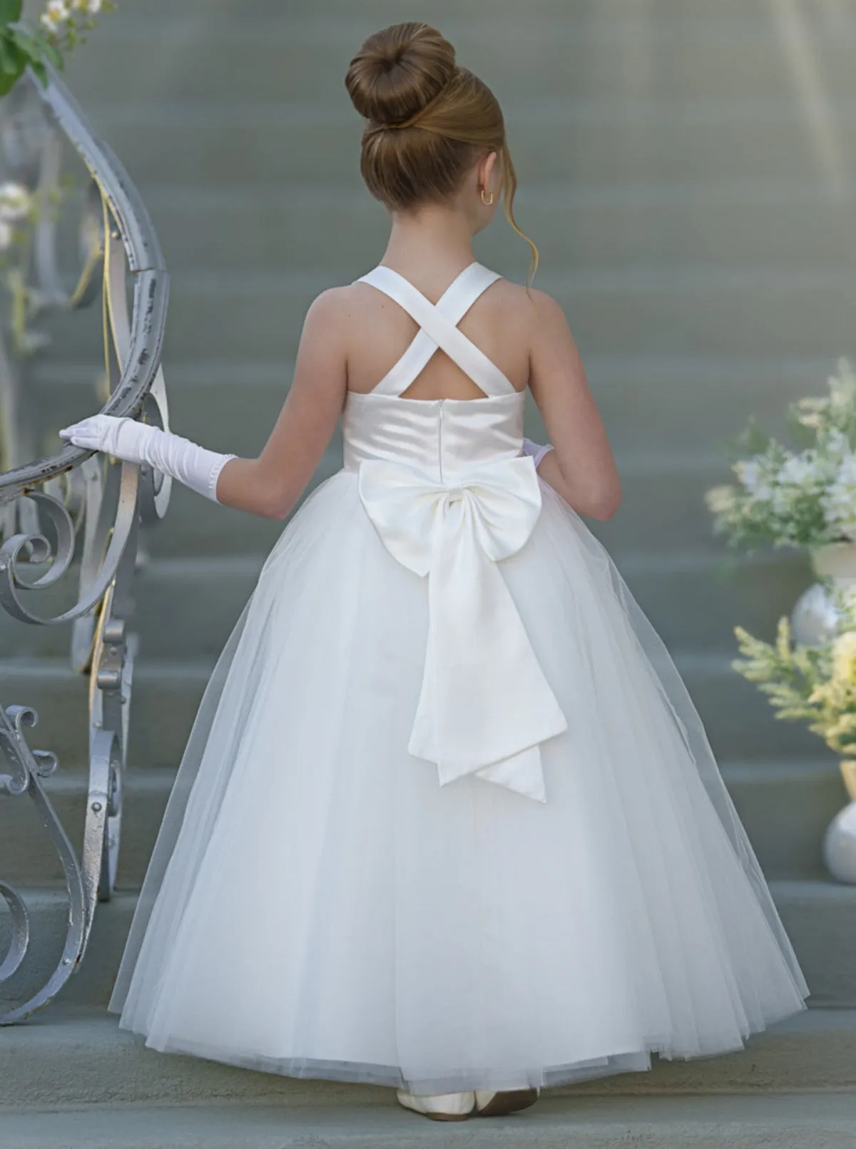 A Dreamy Fairytale Cross Back Tulle Communion Gown