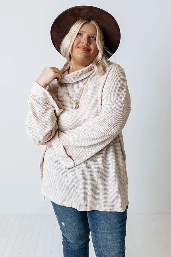 Acorn Kisses Waffle Knit Tunic In Beige Curves