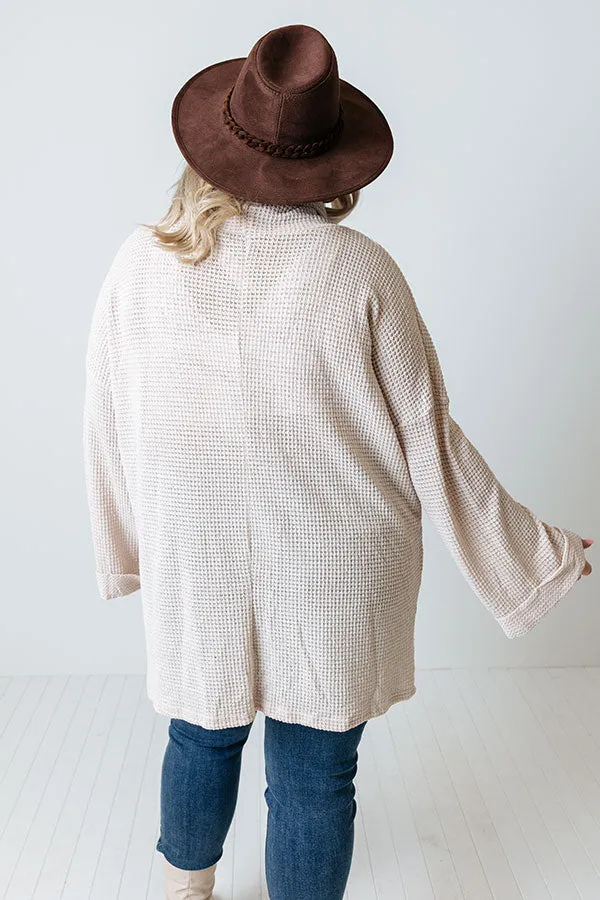 Acorn Kisses Waffle Knit Tunic In Beige Curves