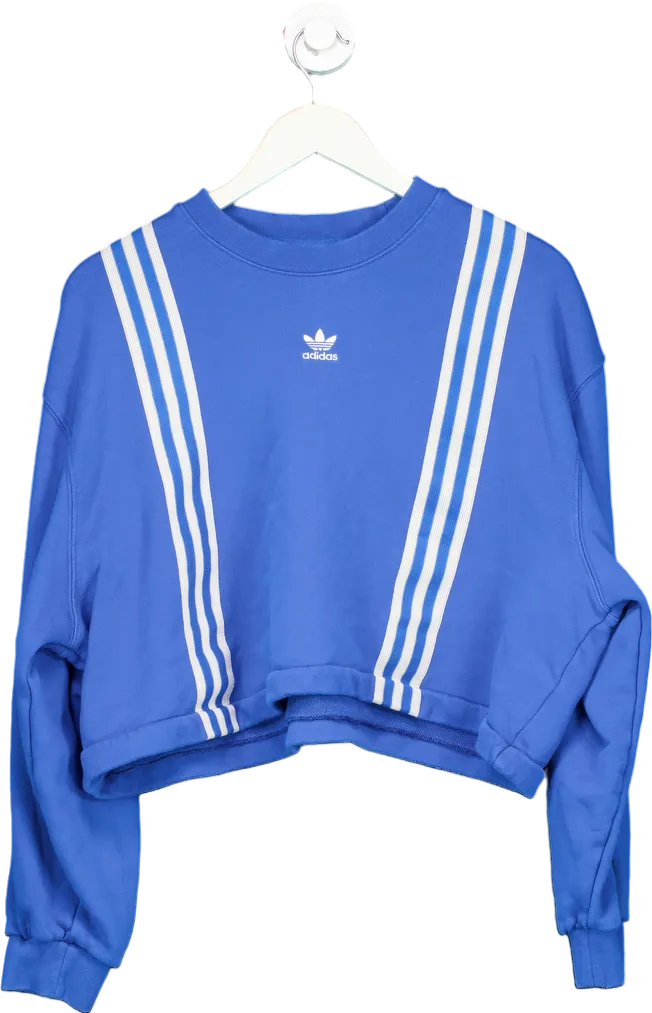 Adidas Blue Cropped Sweatshirt UK S-M