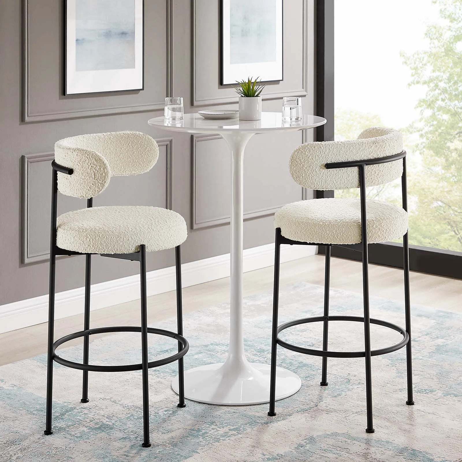 Albie Boucle Fabric Bar Stools - Set of 2 by Modway