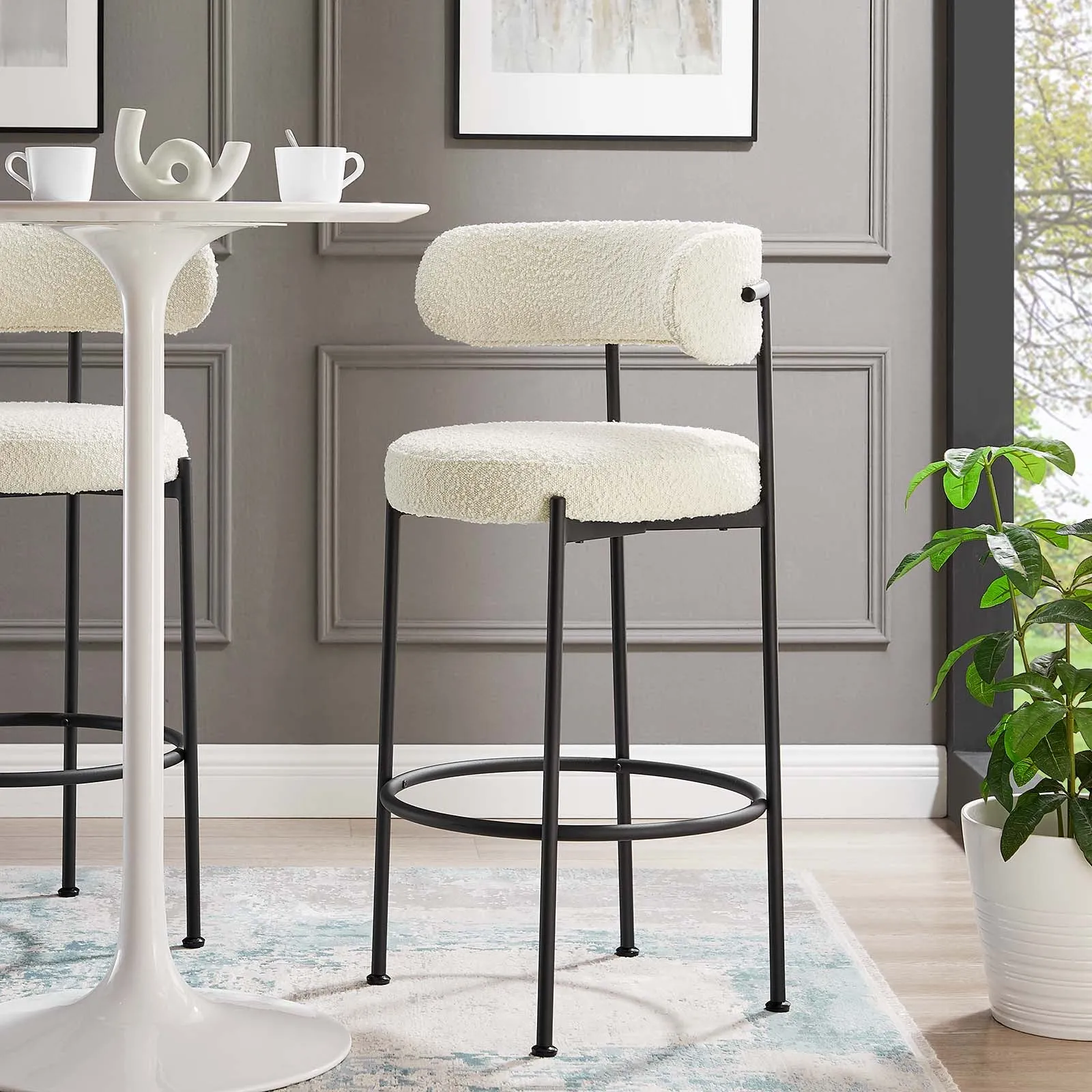 Albie Boucle Fabric Bar Stools - Set of 2 by Modway