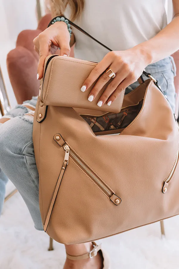 All Business Faux Leather Tote in Iced Latte