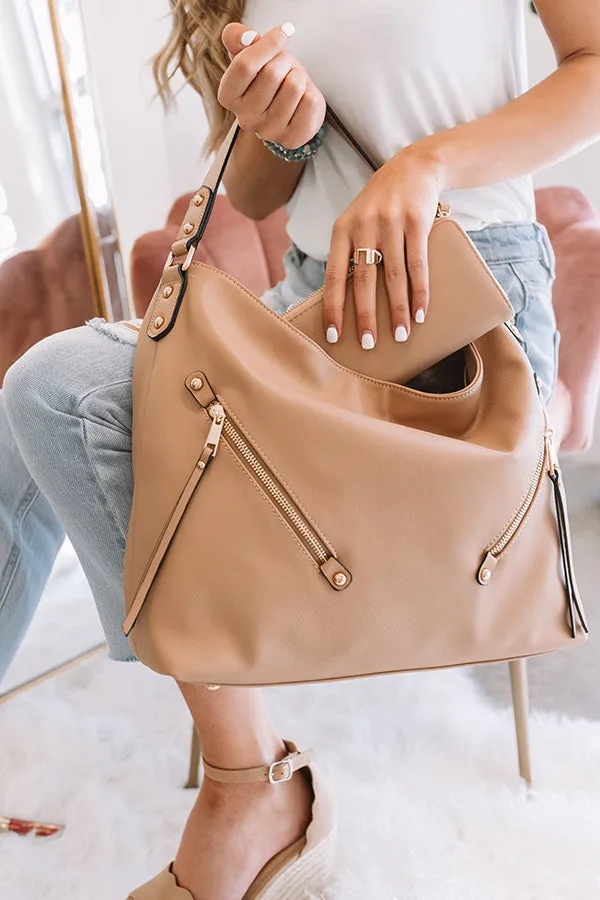 All Business Faux Leather Tote in Iced Latte