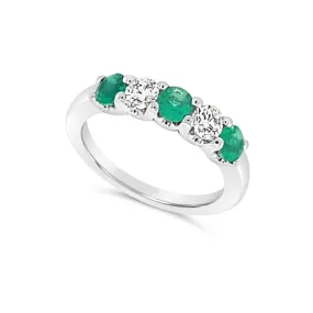 Alternating Round Emerald and Diamond Ring