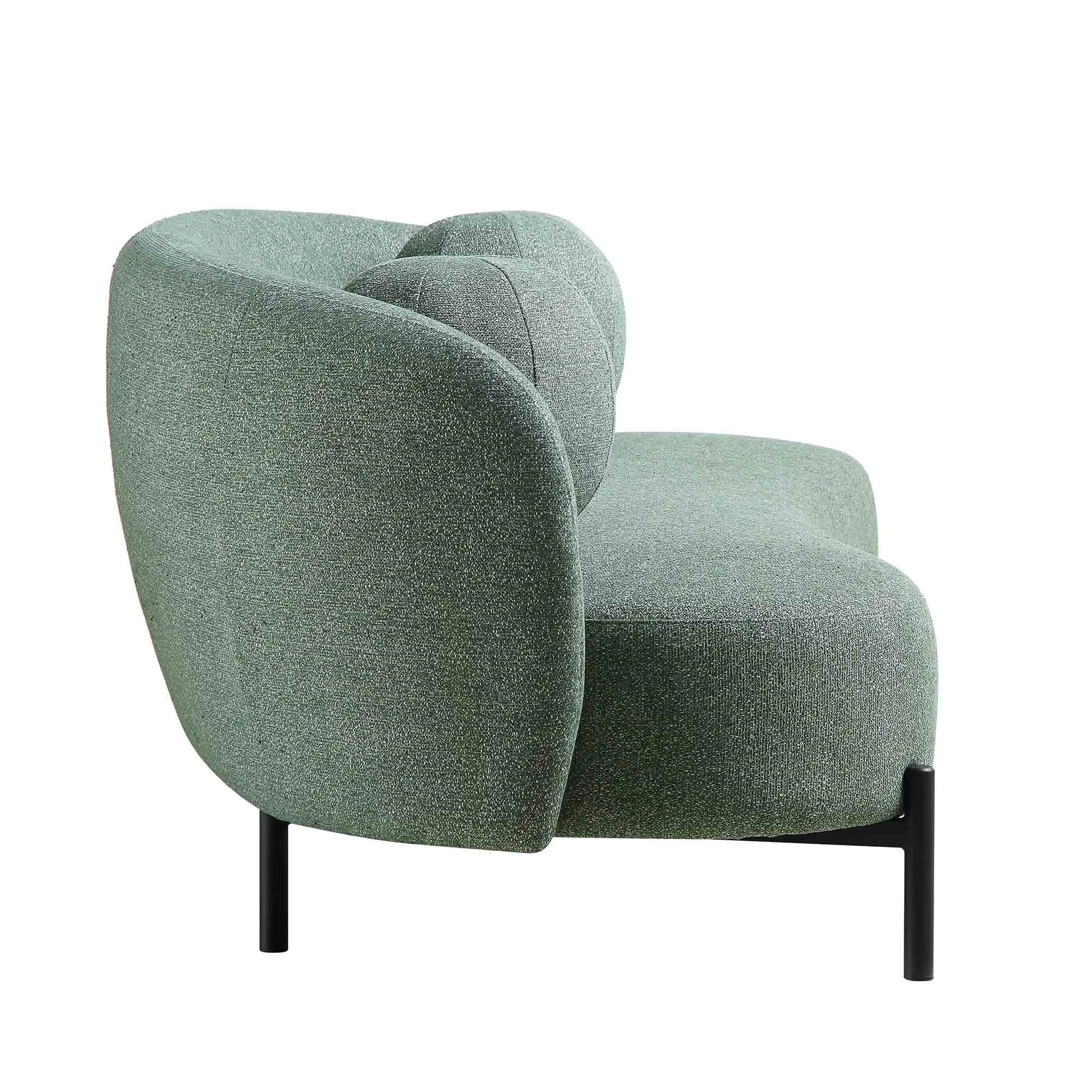 Amboise 3-Seater Curved Sofa with Ball Cushions, Spruce Green Textured Fabric