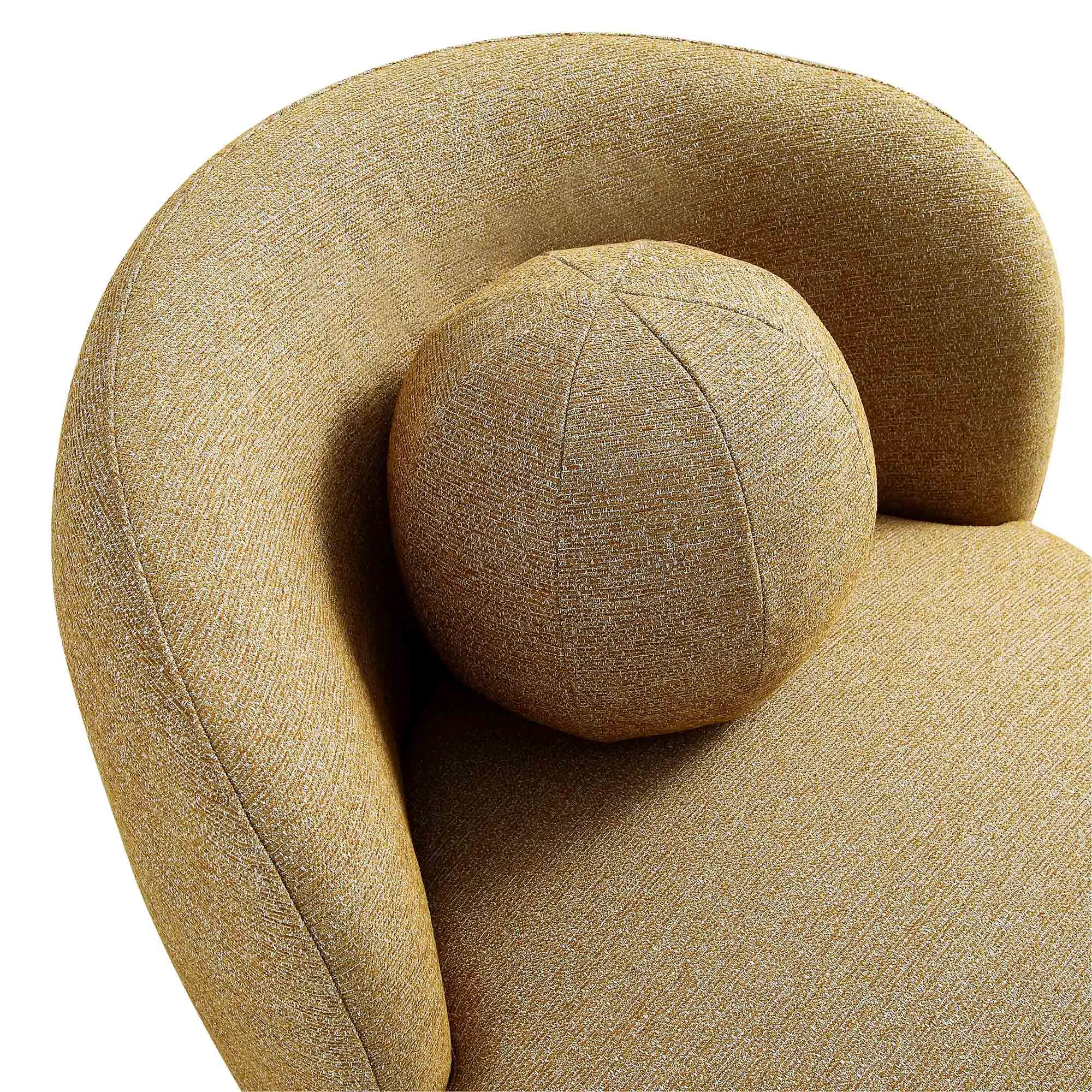 Amboise Armchair with Ball Cushion, Marigold Textured Fabric