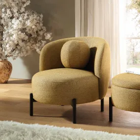 Amboise Armchair with Ball Cushion, Marigold Textured Fabric