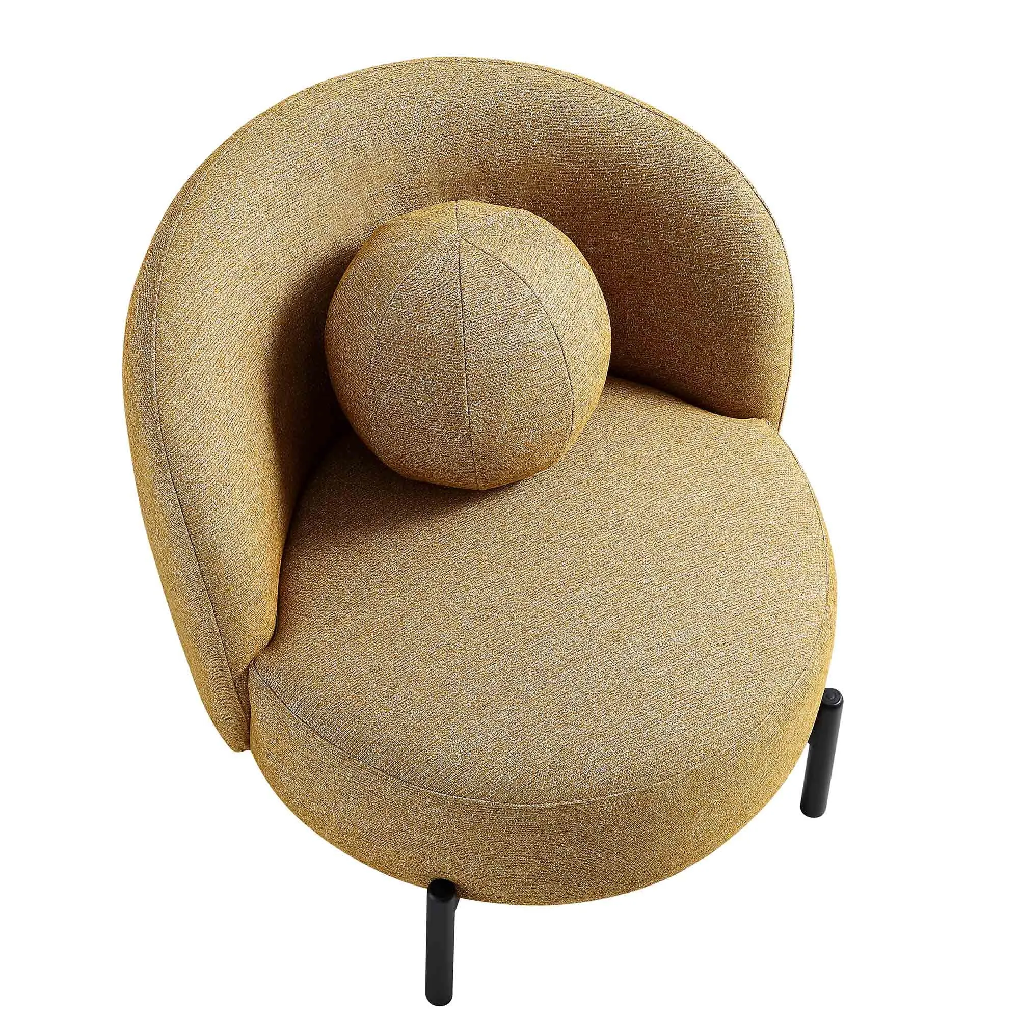 Amboise Armchair with Ball Cushion, Marigold Textured Fabric