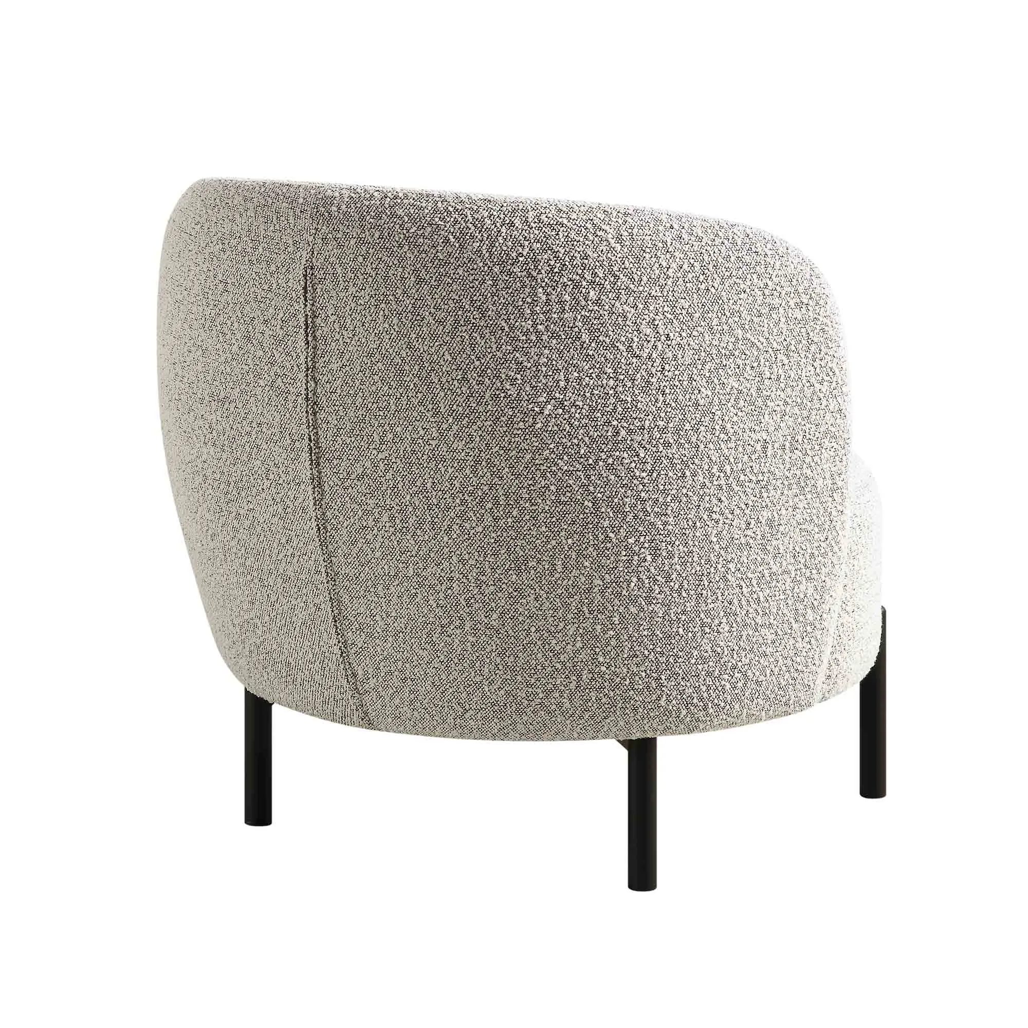 Amboise Armchair with Ball Cushion, Mist Grey Boucle