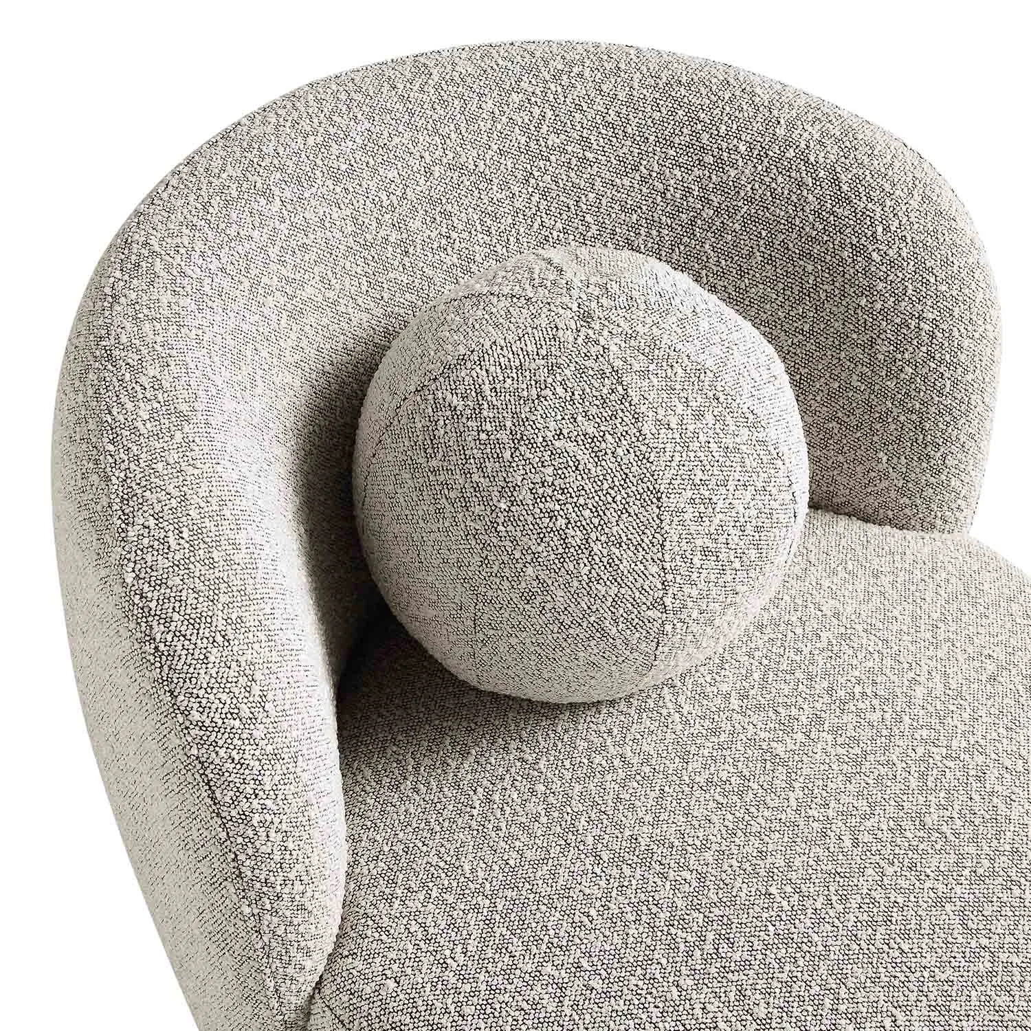 Amboise Armchair with Ball Cushion, Mist Grey Boucle