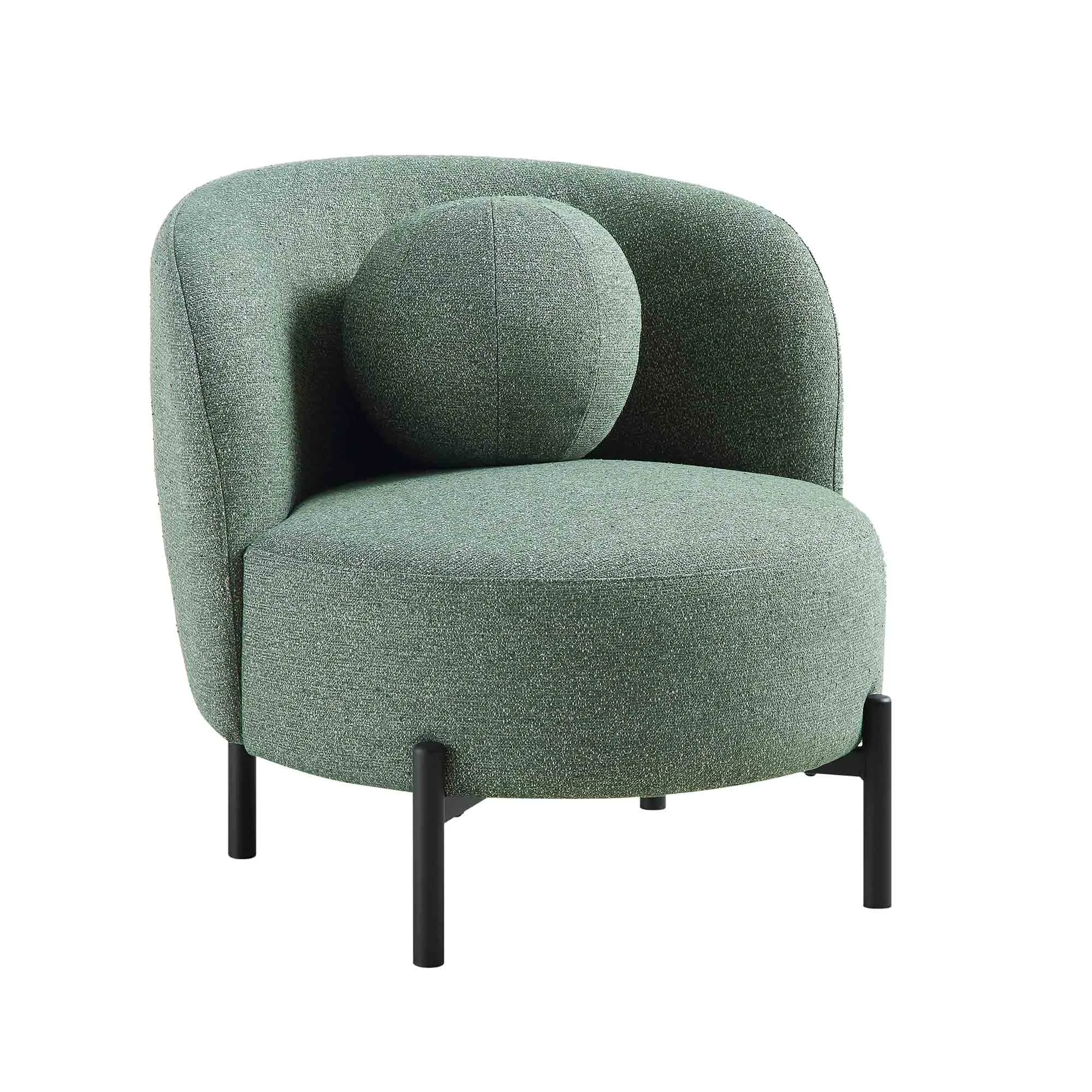 Amboise Armchair with Ball Cushion, Spruce Green Textured Fabric