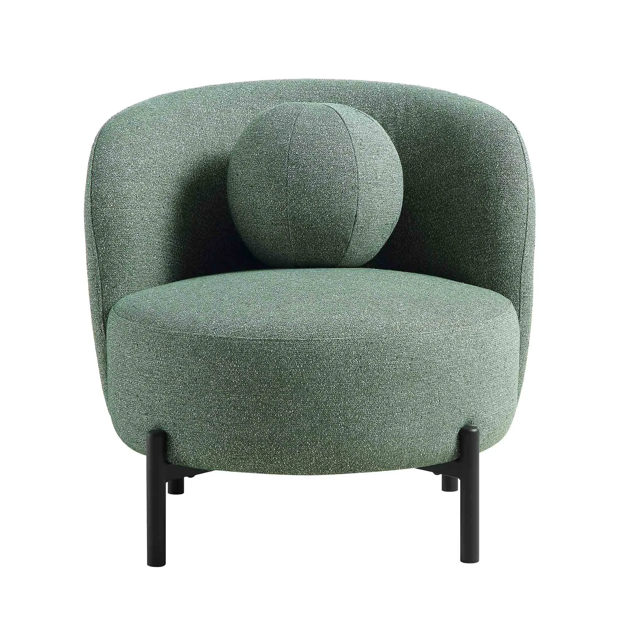 Amboise Armchair with Ball Cushion, Spruce Green Textured Fabric