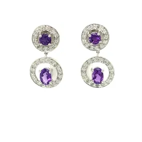 Amethyst and Diamond Dangle Earrings