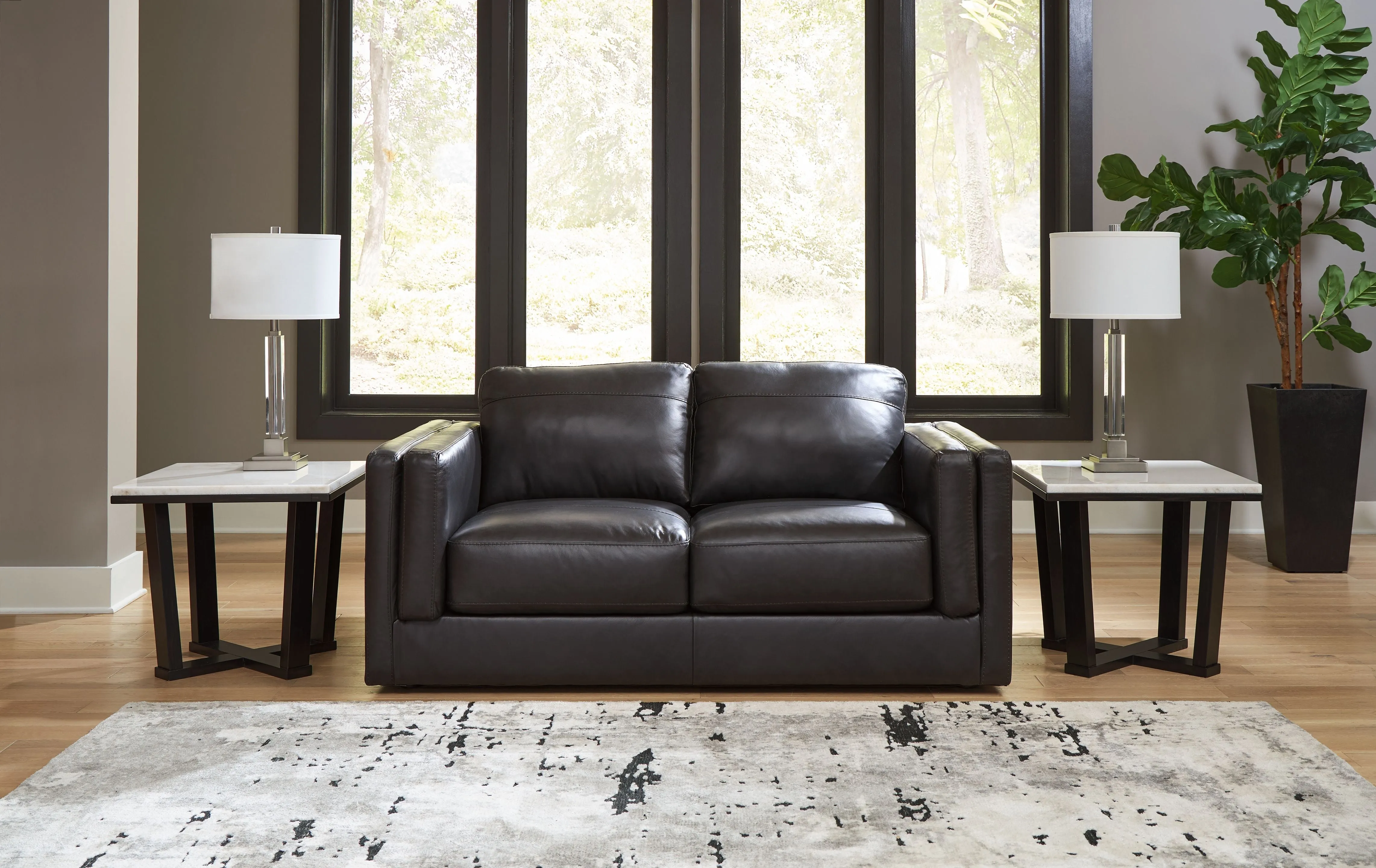 Amiata - Onyx - Loveseat - Leather Match