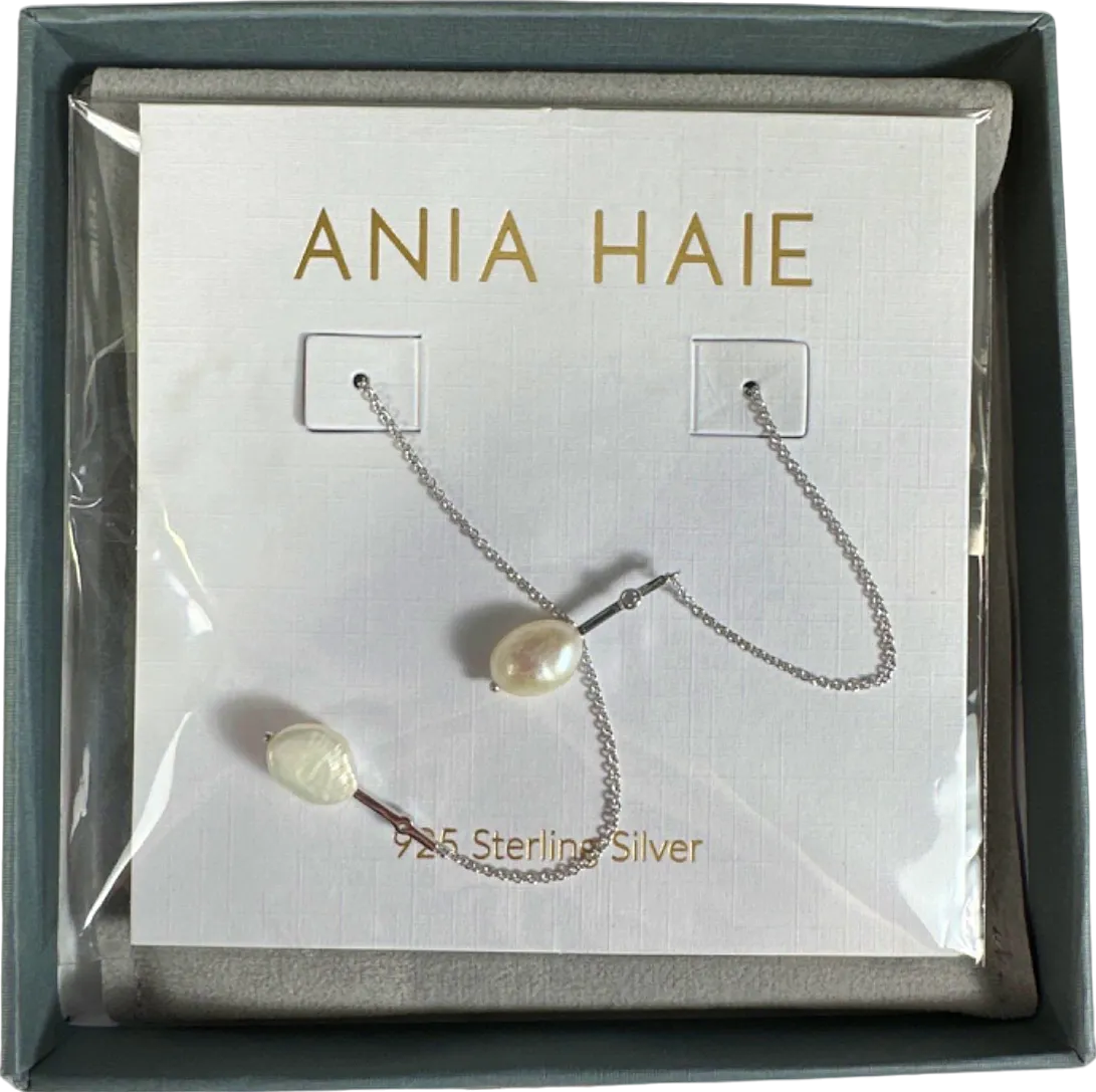 Ania Haie Silver Pearl of Wisdom Long Earrings - Gift Boxed