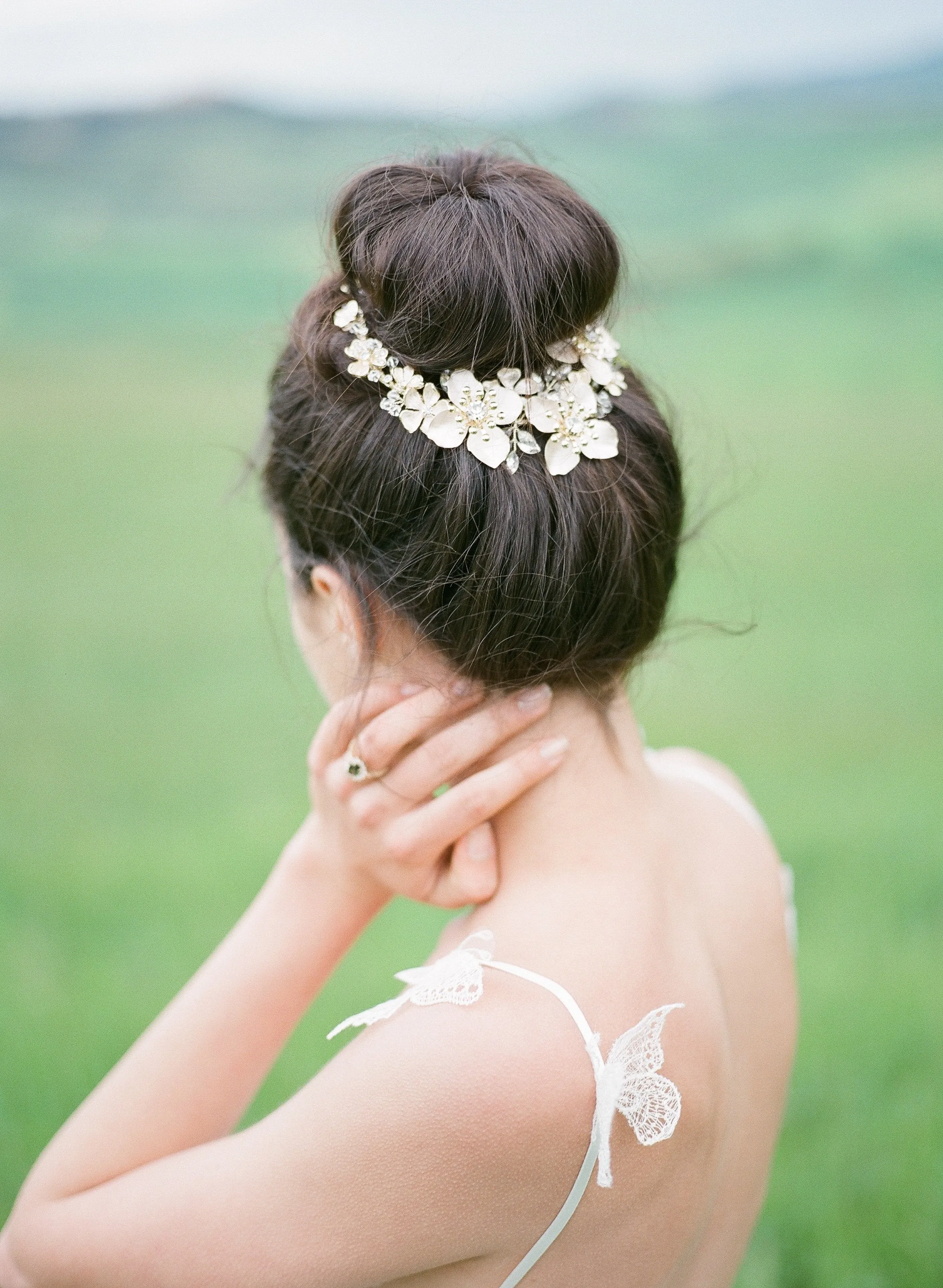 ANNA Silver Gilded Blossoms Headpiece