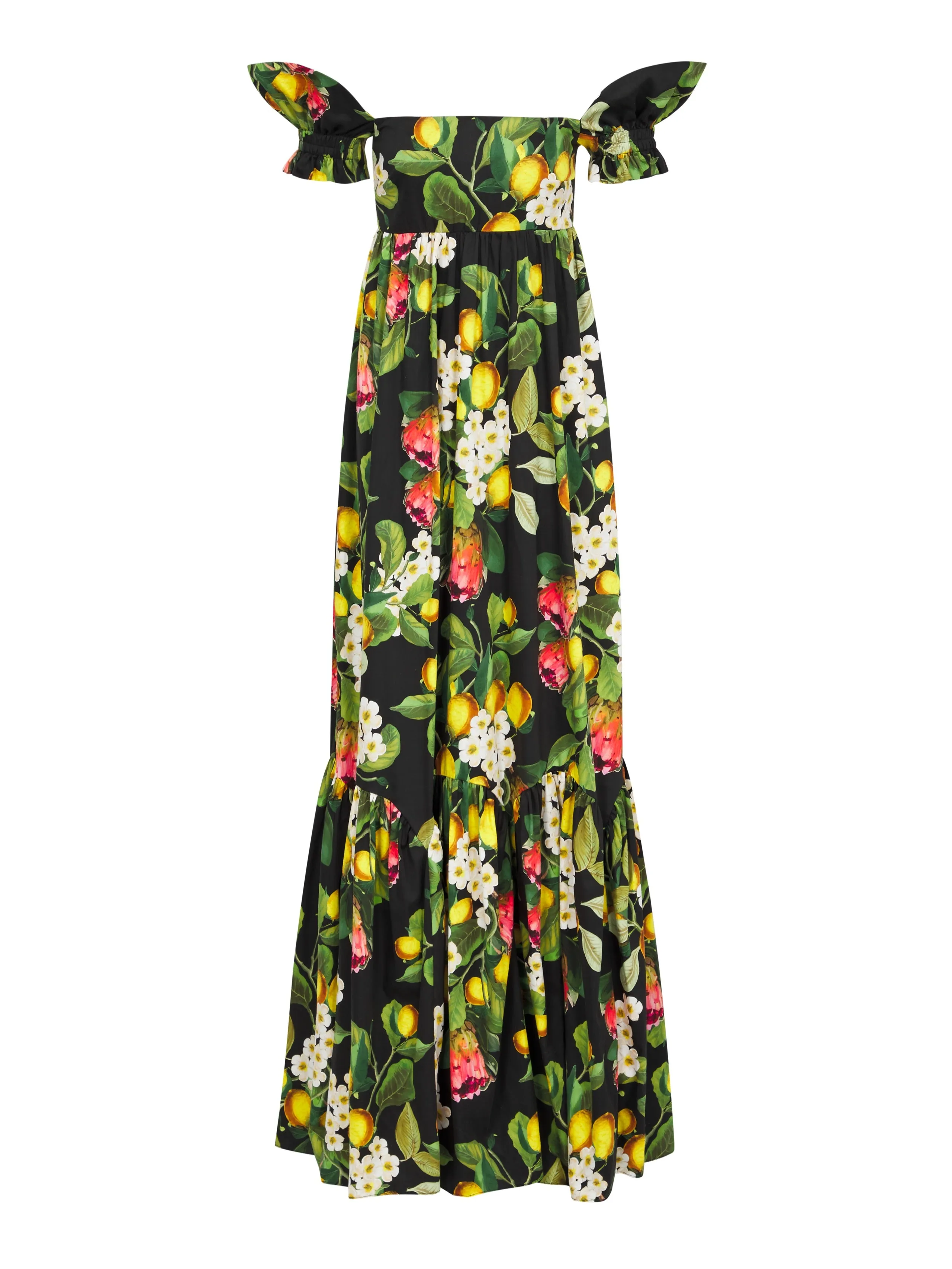 Antigone Floral Cotton Maxi Dress – Black