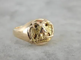 Antique Double Eagle Masonic Ring with 32 Mark