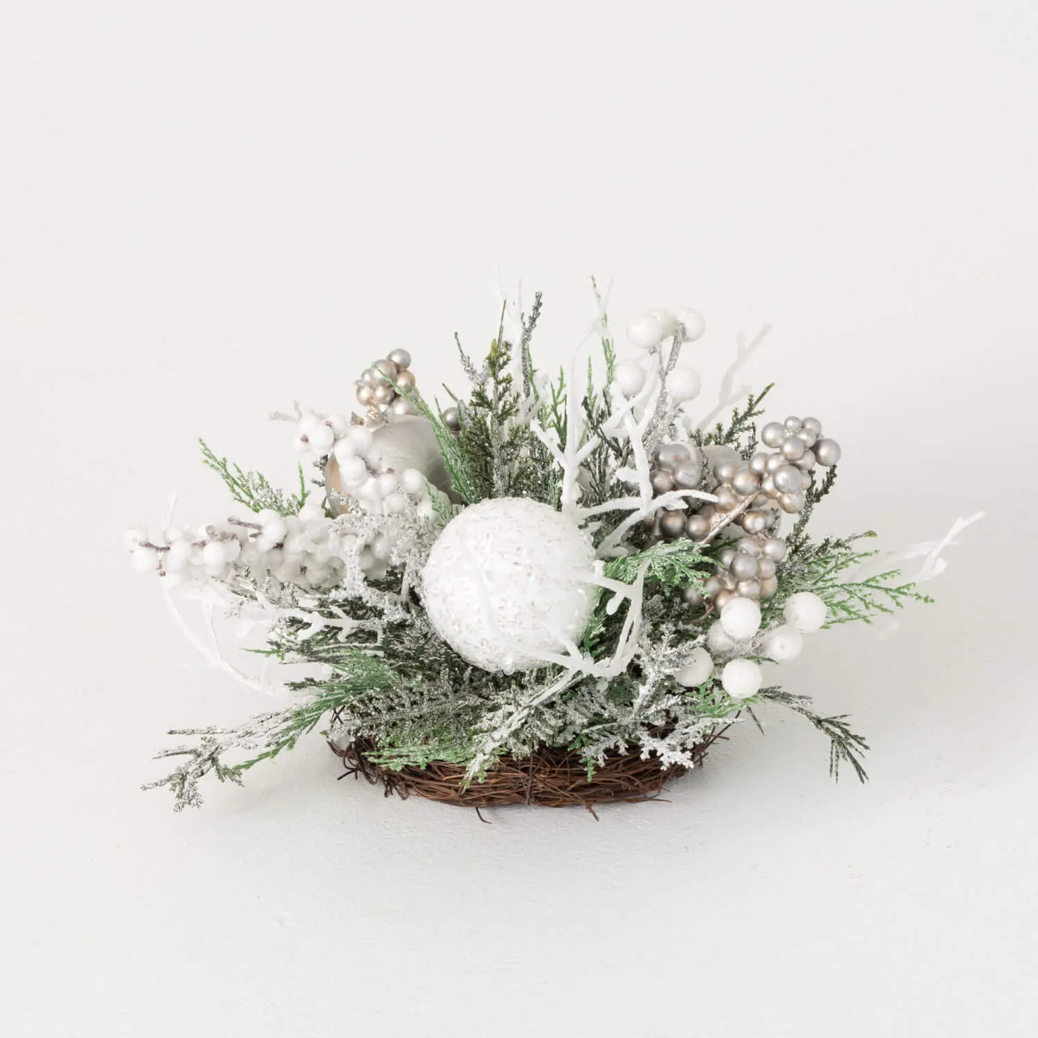 Artificial Winter Pine Orb Multicolor 8"H