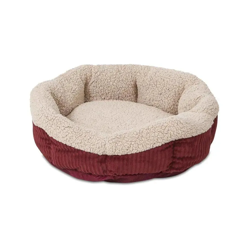 Aspen Pet® Self-Warming Oval Lounger Barn Red/Cream Color