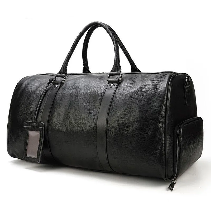 Barnaby Cowhide Leather Duffel Bag With Shoe Pocket