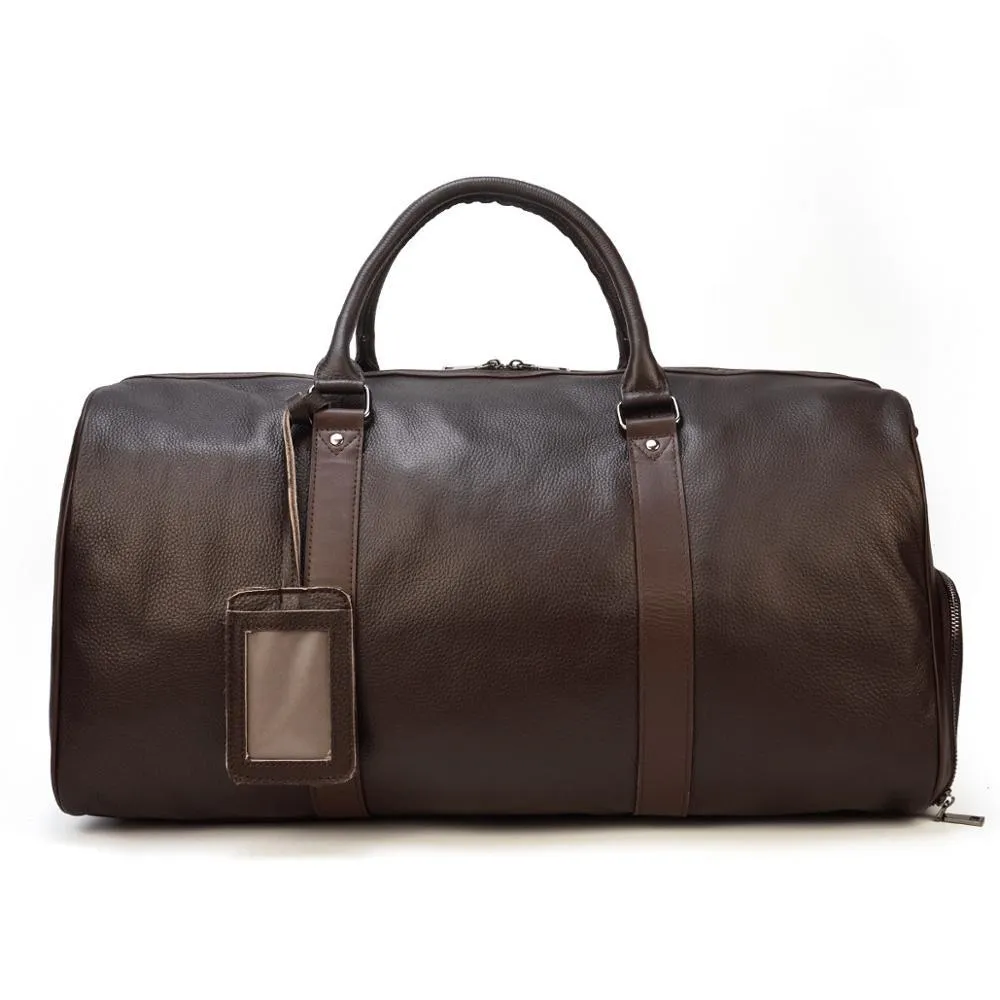 Barnaby Cowhide Leather Duffel Bag With Shoe Pocket