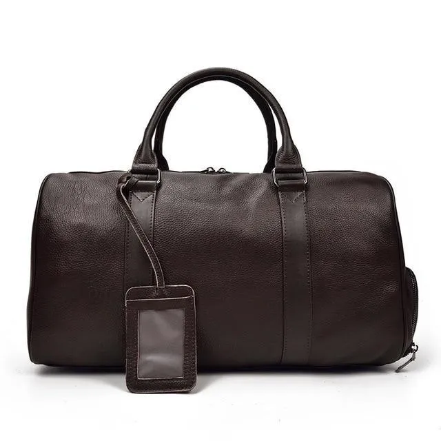 Barnaby Cowhide Leather Duffel Bag With Shoe Pocket