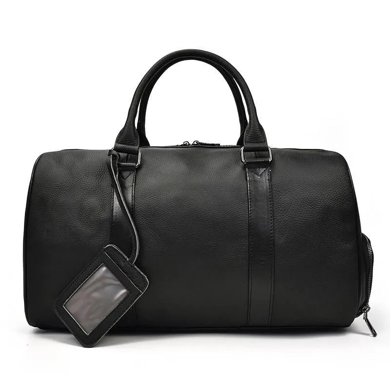 Barnaby Cowhide Leather Duffel Bag With Shoe Pocket