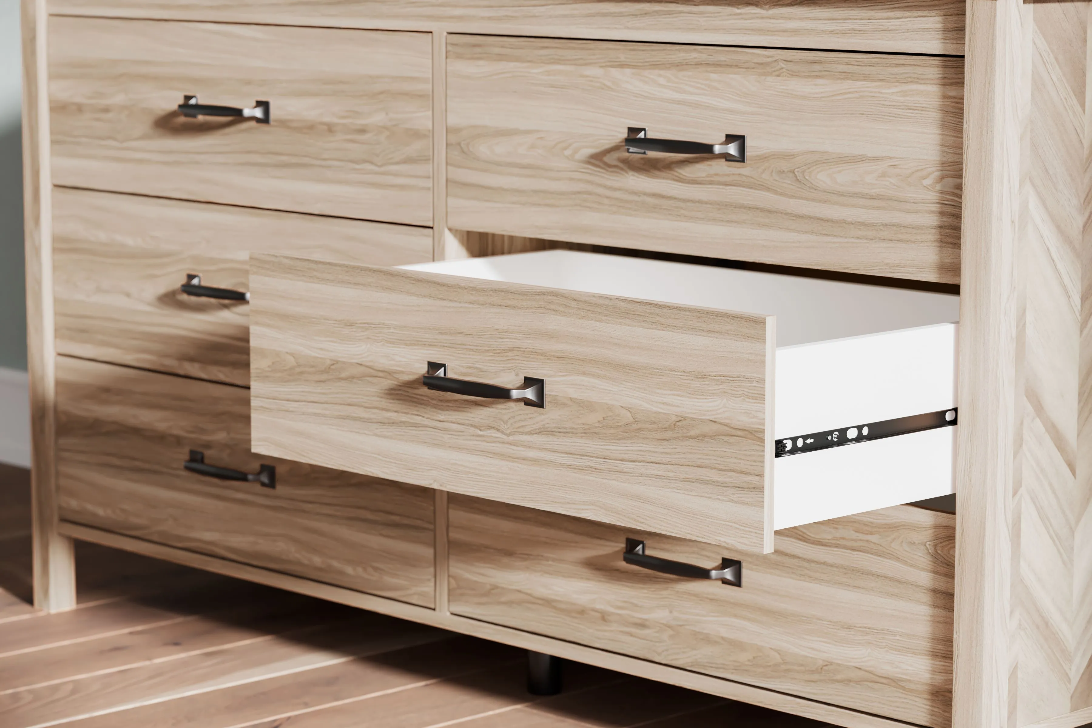 Battelle - Tan - Six Drawer Dresser