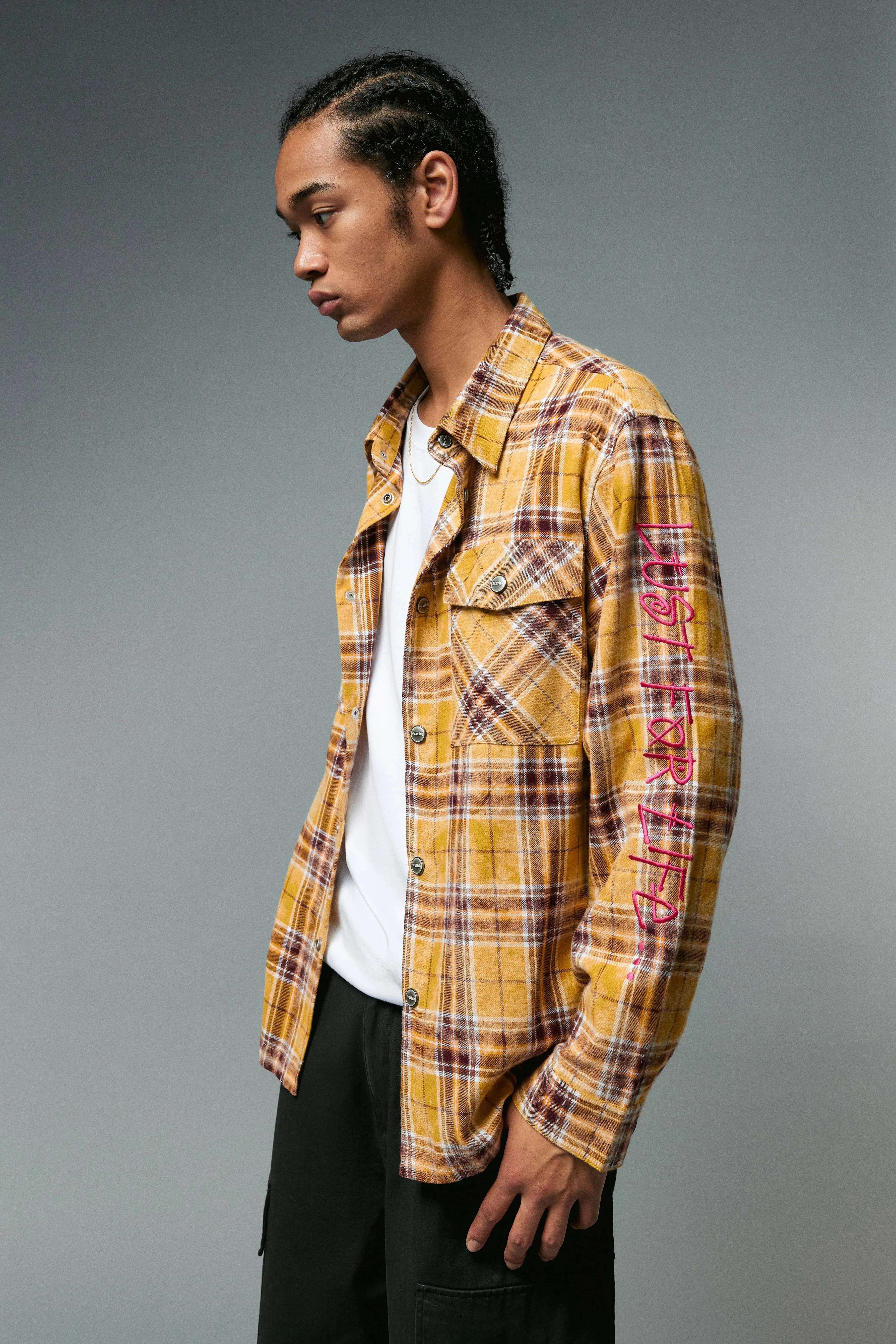 BEASTER Washed Haze Plaid Shirt