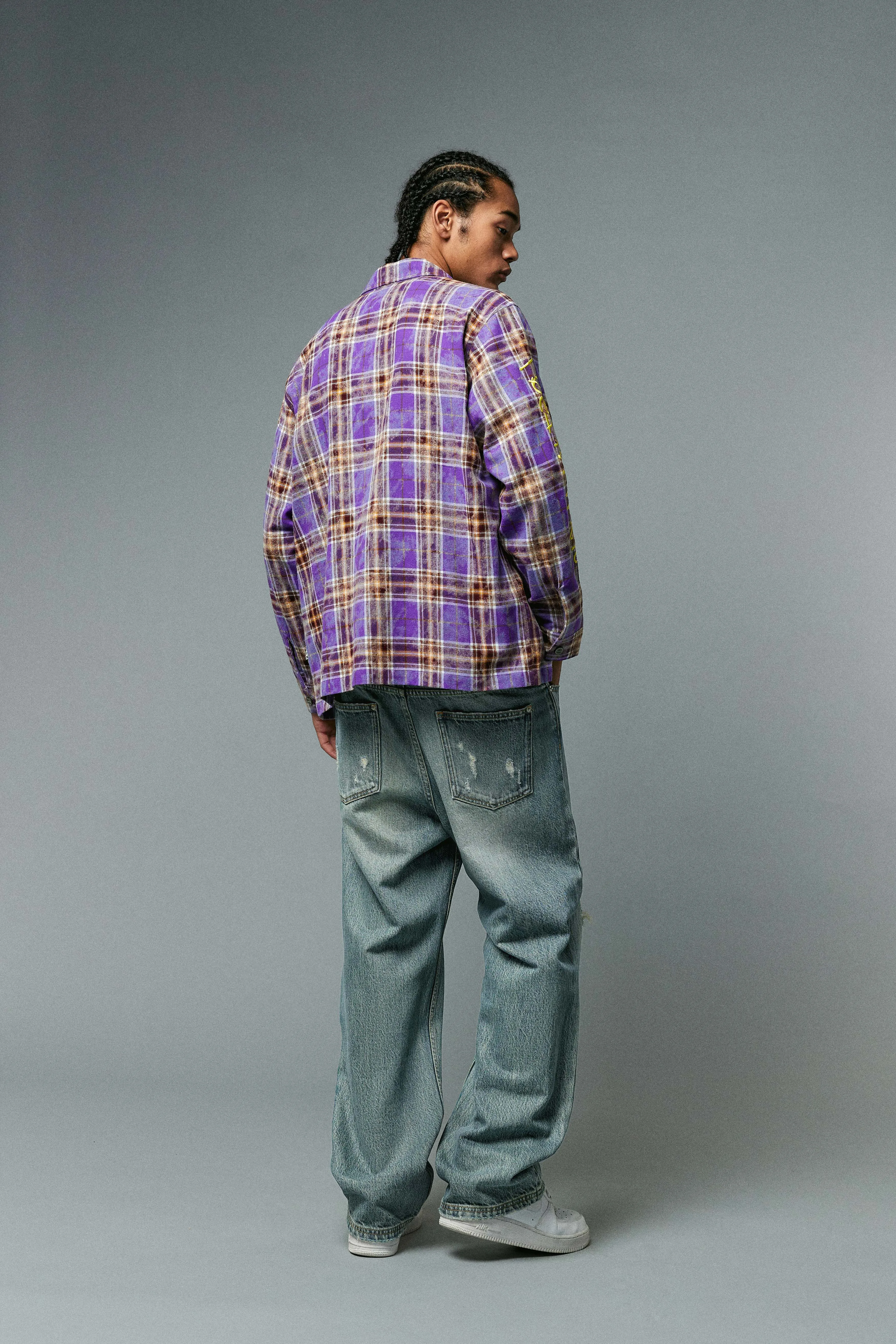 BEASTER Washed Haze Plaid Shirt