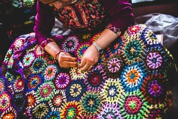 Beautiful Woolen Hand-Crocheted Blanket