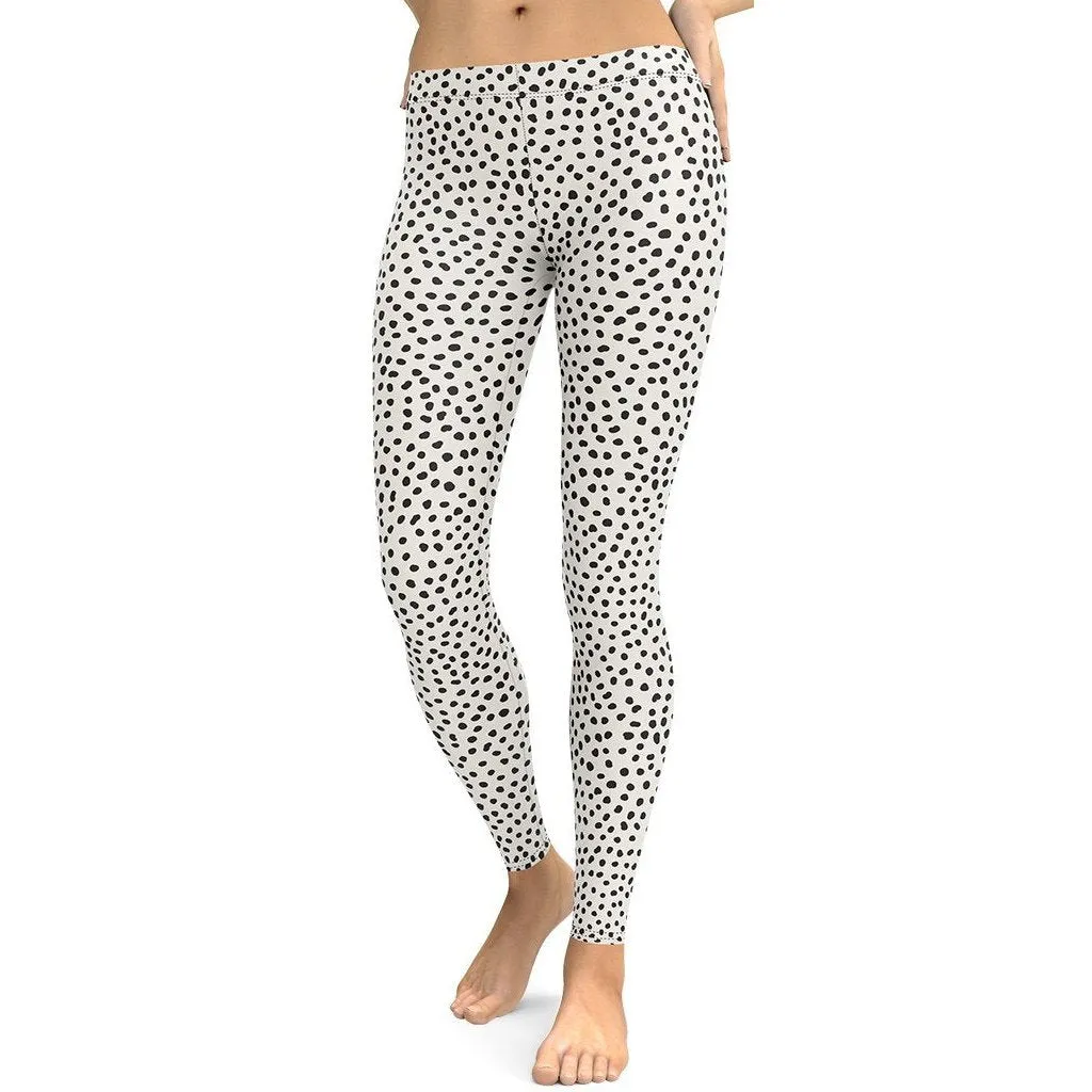 Beige Polka Dot Pattern Leggings