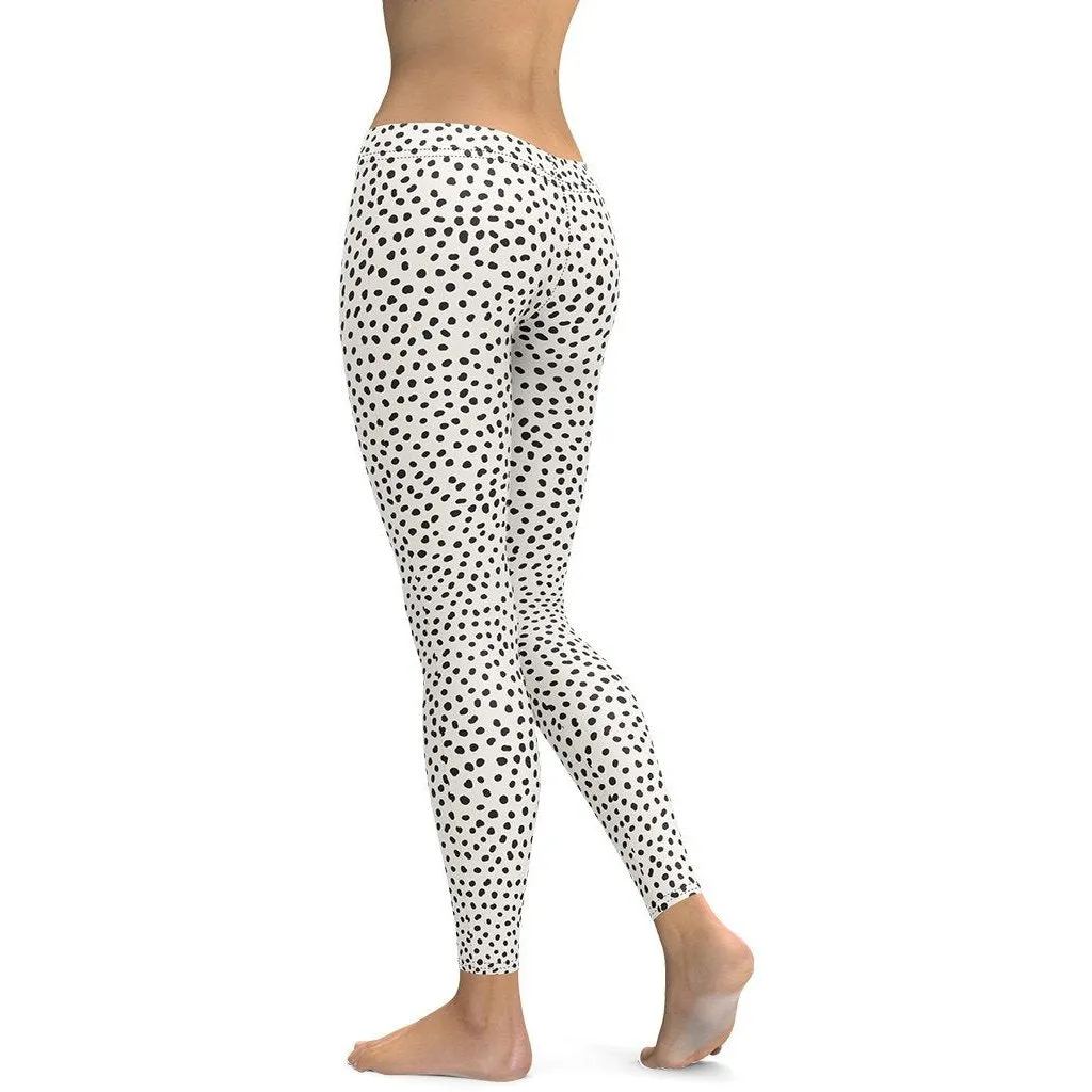 Beige Polka Dot Pattern Leggings