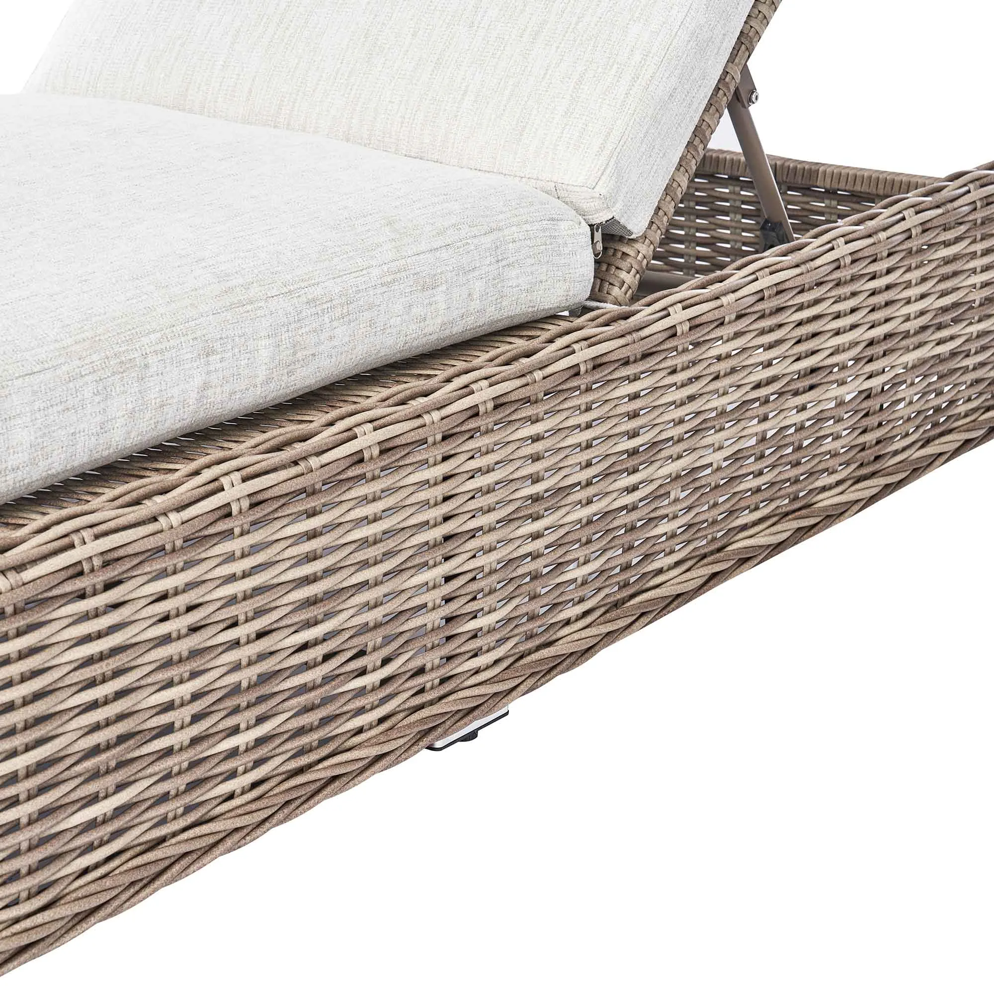 Bellagio Round Wicker Sun Lounger with Headrest, Natural