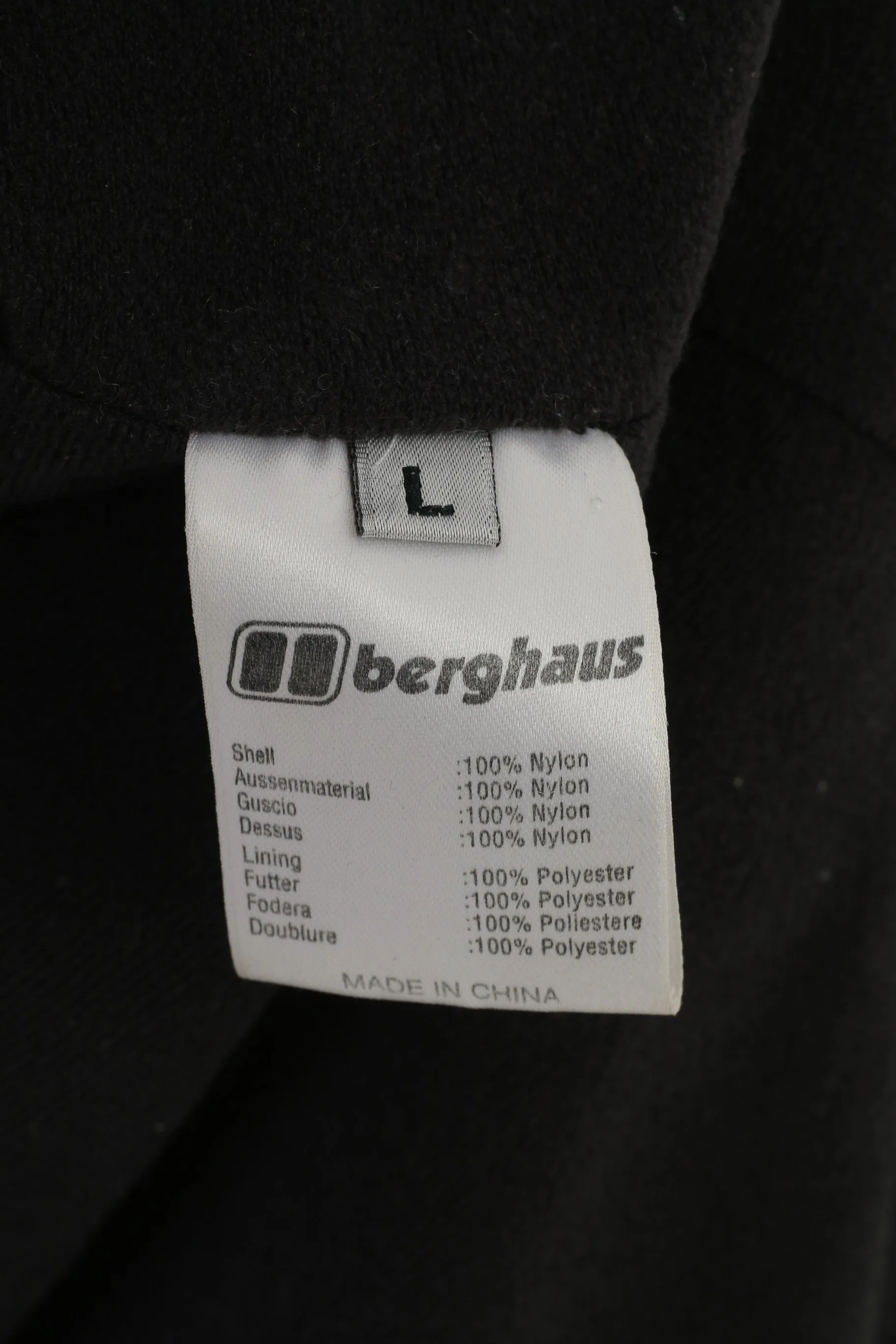 Berghaus Men L Jacket Zip Neck Grey Nylon Fleece Inside Collar Sport Vintage Top