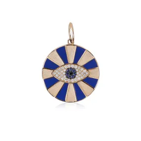 BLUE LAPIS AND DIAMOND EVIL EYE MEDALLION