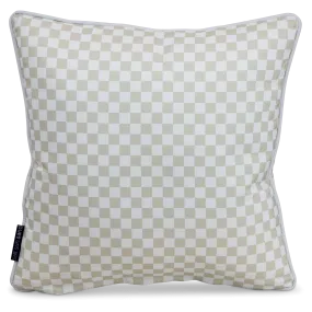 Bondi Almond Milk check - 45 x 45 cm Piped Outdoor Cushion