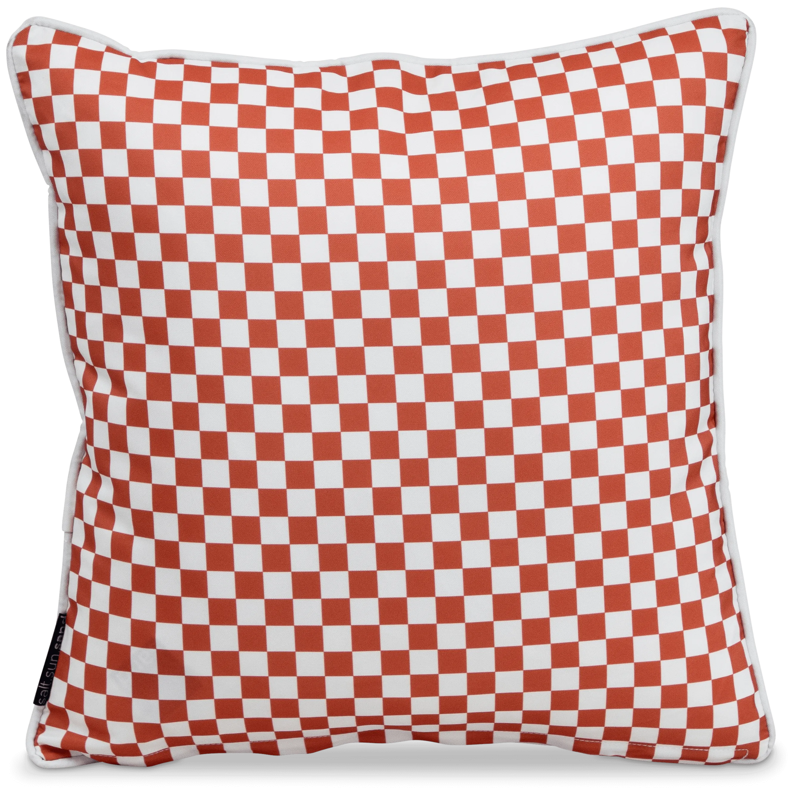 Bondi Coral Check - 45 x 45 cm Piped Outdoor Cushion