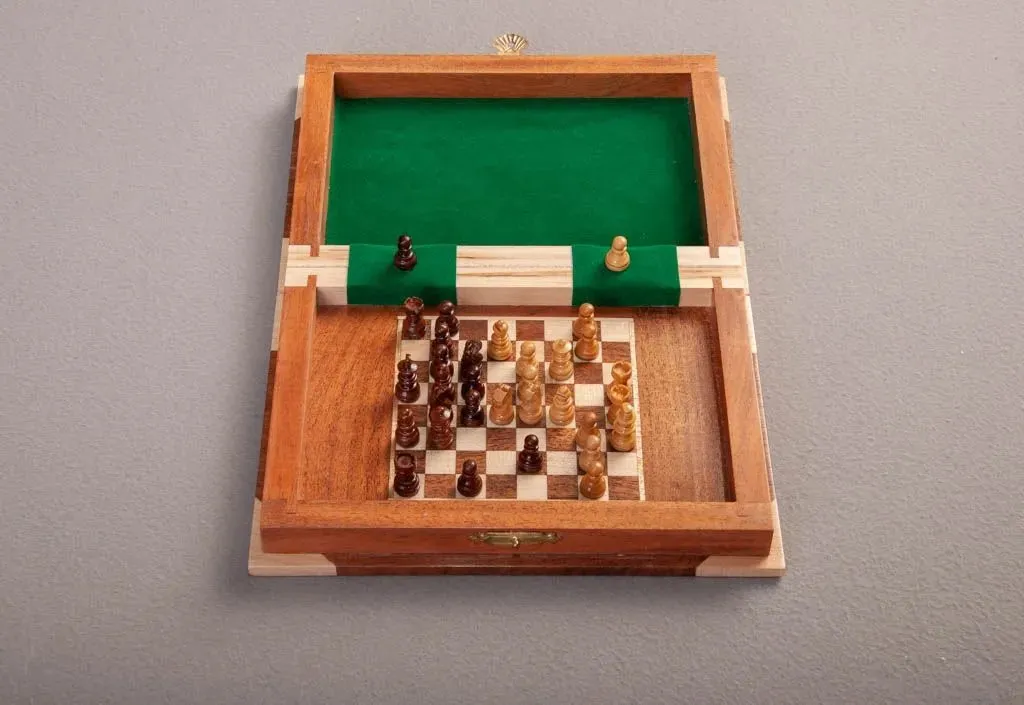 BOOK - WOODEN MAGNETIC Travel Chess Set - SMALL