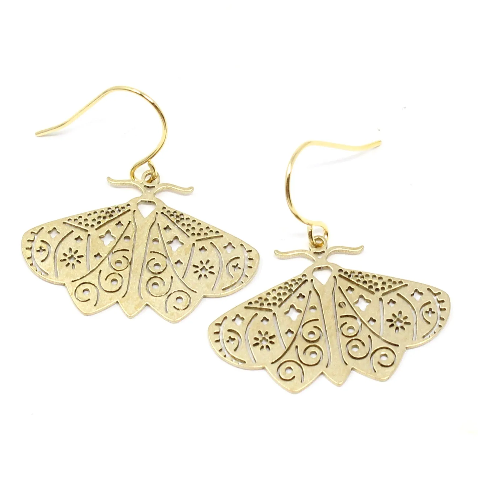 Brass Moth Earrings